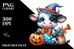 Vibrant Drawing Cute Baby Cow | Watercolor Clipart Product Image 2
