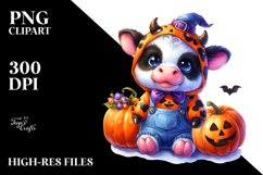 Vibrant Drawing Cute Baby Cow | Watercolor Clipart Product Image 2