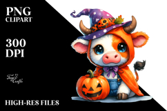 Vibrant Drawing Cute Baby Cow | Watercolor Clipart Product Image 2