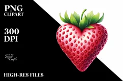 Heart-Shaped Strawberry Watercolor PNG Product Image 2
