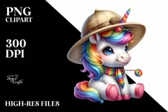 Colorful Safari Hat Unicorn PNG Product Image 3