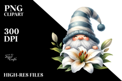 Cute Gnome with Lily, PNG Product Image 2