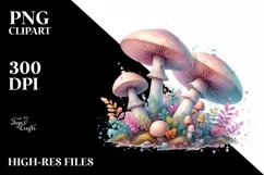 Glossy Mushroom Watercolor Splash PNG Product Image 1