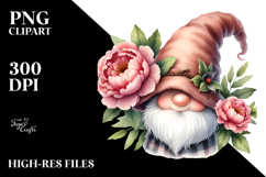Gnome with Peonies PNG Product Image 2