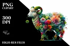 Vibrant Lamb with Flower Body PNG Product Image 3