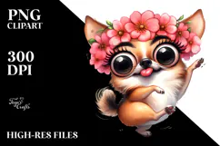 Playful Dog with Flower Crown PNG Product Image 2
