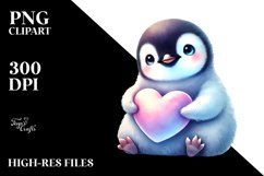 Colorful Baby Penguin with Heart PNG Product Image 2