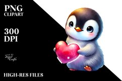 Colorful Baby Penguin with Heart PNG Product Image 2