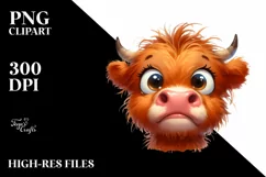 Baby Face Highland Cow, Transparent PNG Product Image 3