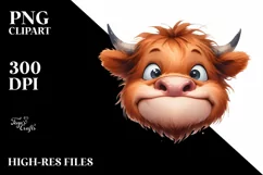 Funny Expressive Cow with Big Eyes PNG Product Image 1