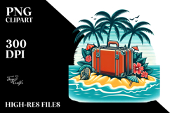 Retro Tropical Island Suitcase PNG Product Image 2