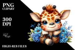 Colorful Baby Giraffe Smiling | Watercolor Clipart Product Image 2