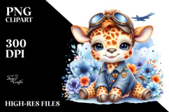 Colorful Baby Giraffe Smiling | Watercolor Clipart Product Image 2