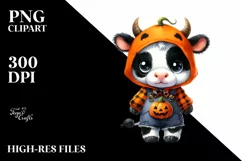 Cute Baby Cow Halloween Drawing Clipart Product Image 1
