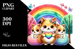 Cute Rainbow Trees Holding Heart PNG Product Image 2