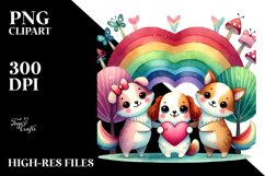 Cute Rainbow Trees Holding Heart PNG Product Image 2