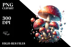 Shiny Watercolor Mushroom Splash PNG Product Image 2
