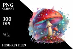 Shiny Watercolor Mushroom Splash PNG Product Image 1