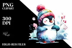 Colorful Watercolor Penguin | Sublimation | Clipart Product Image 3