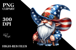 Detailed Patriotic Cowboy Gnome | USA Colors Clipart Product Image 2