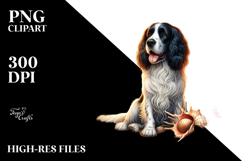 English Springer Spaniel sitting in Sand | Watercolor Product Image 2