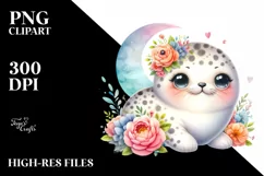 Colorful Smiling Baby Spotted Seal | Clipart Product Image 3