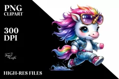 Proud Baby Unicorn Running PNG Product Image 3