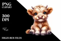 Cute Baby Highland Cow Smiling | Sublimation Clipart Product Image 3