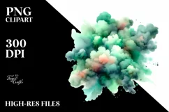 Colorful Greenish Watercolor Cloud with Glossy Texture Product Image 3