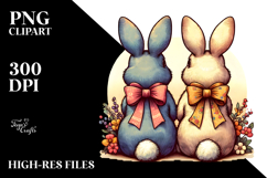 Vintage Bunnies with Bow PNG Product Image 2