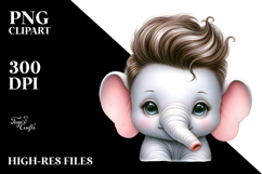 Cute Baby Elephant Watercolor PNG Product Image 2