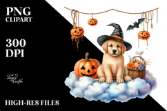 Halloween Puppy Sitting on Cloud PNG Product Image 2