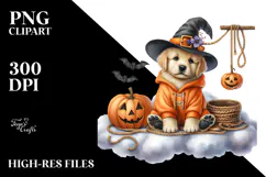 Puppy Dressed for Halloween on Cloud PNG Product Image 2