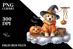 Puppy Dressed for Halloween on Cloud PNG Product Image 2