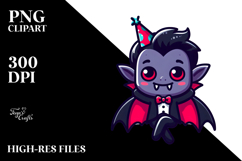 Cartoon Vampire with Party Hat PNG Product Image 2