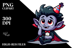 Cute Vampire with Party Hat PNG Product Image 2