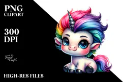 Cute Unicorn with Cool Haircut PNG Product Image 2