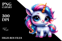 Cute Baby Unicorn Drawing Watercolor PNG Product Image 2