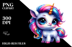 Vibrant Drawing of a Cute Baby Unicorn PNG Product Image 2