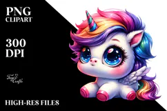Cute Unicorn with Cool Haircut PNG Product Image 2