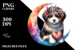 Cute Boho Puppy Art, PNG Product Image 2