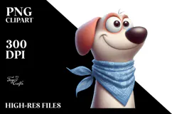 Silly Dog with Bandana PNG Product Image 2