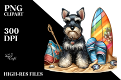 Miniature Schnauzer sitting in Sand | Watercolor Clipart Product Image 2
