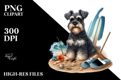 Miniature Schnauzer sitting in Sand | Watercolor Clipart Product Image 2