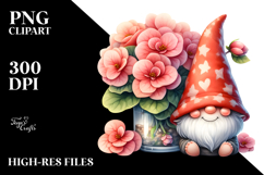 Gnome with Begonia Floral PNG Product Image 2