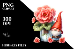 Gnome with Begonia Floral PNG Product Image 2