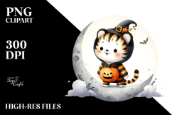 Cute Tiger on Moon PNG Product Image 2