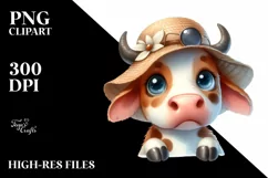 Cute Confused Cow Sun Hat | Sublimation | Clipart Product Image 1