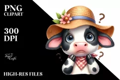 Cute Watercolor Cow | Sublimation | Clipart Product Image 1