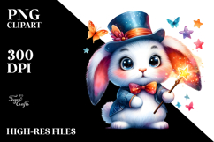 Vibrant Watercolor Rabbit with Crazy Eyes PNG Product Image 2